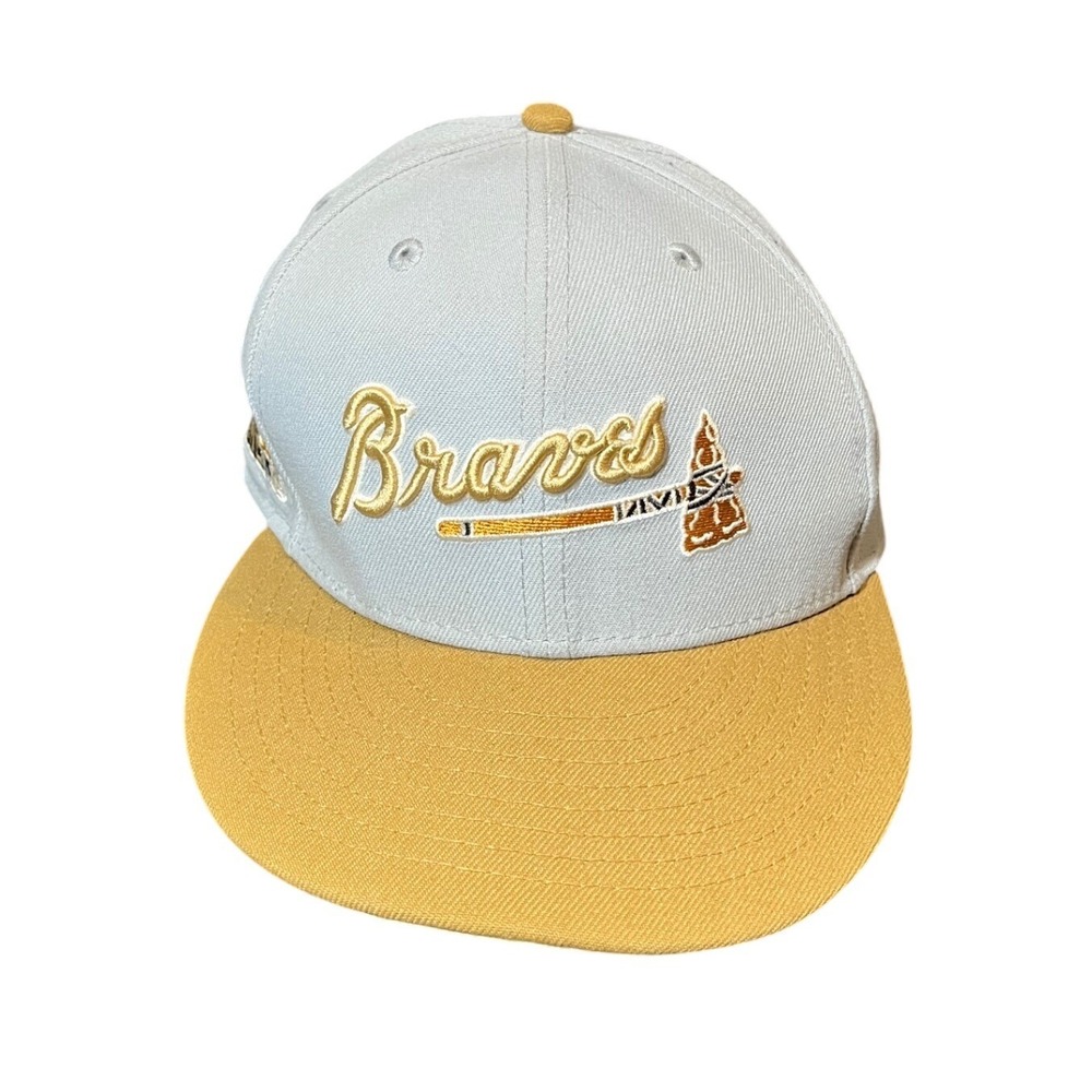 New Era 59Fifty Atlanta Braves Hat Mens 7 1/4 Gold 2000 All Star Game Fitted